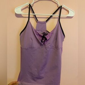 Inmotion purple fit tank with bra front tie